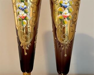 (2) Murano Glass Champagne Flutes