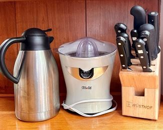 Coffee Carafe, Citri Star Juicer, Wusthof Knives