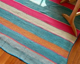 Multicolored Woven Rug (teal, orange)