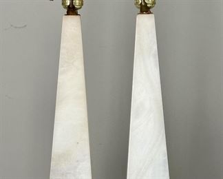 (2) Vintage Italian Obelisk Alabaster Lamps