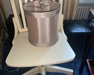 Painted white desk chairs on casters