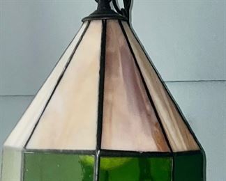 cool hanging slag glass lamp $75