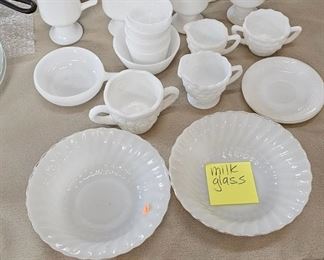 LOT OF MILK GLASS DISHES