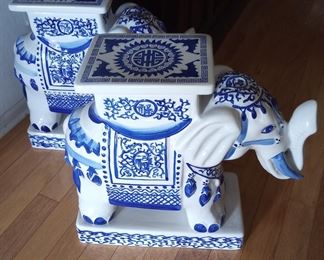 Matching garden elephant stools