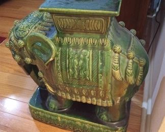 Antique green garden stool