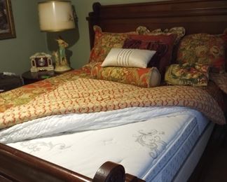 Lovely Queen sleigh bed with almost new mattress