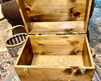 Wooden hinged top trunk/chest (inside view)