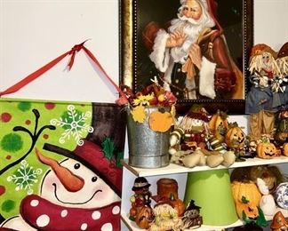 Snowman banner, Santa picture