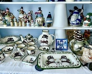 Snowman dishes, Jim Shore figurines (with boxes), etc.