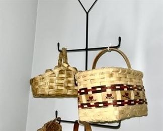 Basket holder, woven baskets