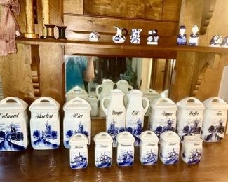 Vintage spice and canister blue & white set