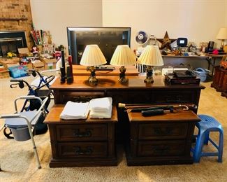 Matching dresser & nightstands, lamps, flashlights, Christmas decor.