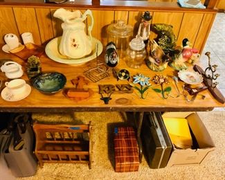 Home accessories, smalls, antique pitcher and wash basin.