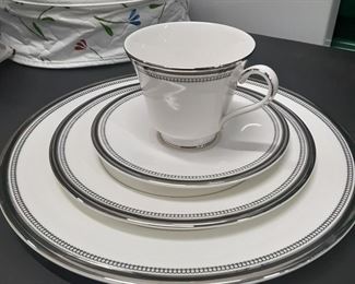 "Sarabande" fine bone china, by Royal Doulton, 44-PC. place settings for 12 (one cup is missing) with quilted keepers