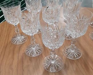"Eleanor" pattern by American Cut Crystal, 9 wine glasses 
