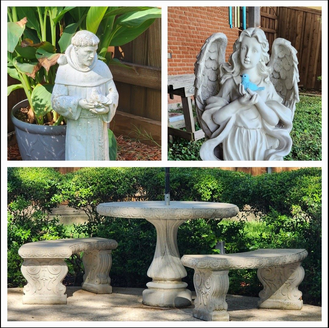 Patio Cement Chairs & Statues