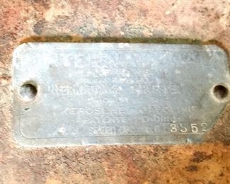 The 3hp engine (serial number is B13352) was manufactured by International Harvester Co. in 1919