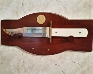 NRA bowie knife with display rack