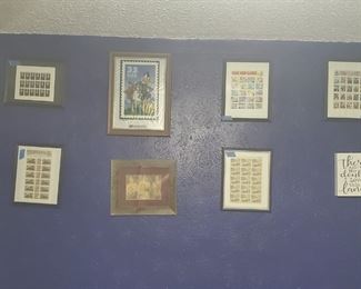 Collectable stamps sheets framed