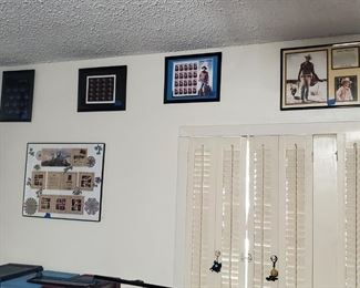 Collectable stamp sheets framed