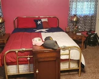 Full bed with head and foot board
Antique washstand,  with mirror and was bowl