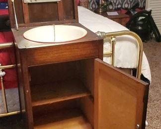Antique wash stand with mirror and wash bowl