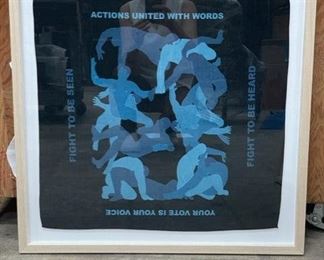 $250 USD      Xavier Schipani Exclusive Special Edition Scarf Framed Art HR177-4    Exclusive Renowned Artists Partner with eBay to Design Bandanas for Democracy; The Initiative Titled "Artists Band Together" Supports Grassroots "Get Out the Vote" Programs in the US.  100% of proceeds supported voter-registration organizations, Mijente, Rise and Woke Vote.  Framed
Dimensions: 25 x 25
Local pick up Bethesda, MD.  Contact us for shipper suggestions.      https://goodbyhello.com/products/xavier-schipani-exclusive-special-edition-scarf-framed-art-hr177-4?_pos=9&_sid=3333667cf&_ss=r