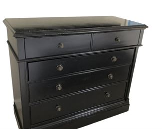 $375 USD      Pottery Barn Branford Black Wood 5 Drawer Dresser HR177-19     Description: Branford Wood Dresser in Heritage Black finish, pewter details, 5 drawers, Retail price $1,200. 
Dimensions: 50 x 22 x 42"H 42" 
Condition: Good condition. Very light wear & tear
Local pick up Lorton VA.  Contact us for shipper suggestions.     https://goodbyhello.com/products/4-drawer-dark-wood-dresser-hr177-19?_pos=11&_sid=3333667cf&_ss=r