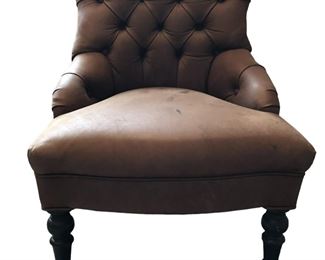 $500 USD     Mitchell Gold Gloria Chair Brown Leather Tufted Chair w/Castors HR177-9     Beautiful, soft leather accent chair.  Charming in every designer detail, this arm chair recalls richly upholstered in soft, supple leather, parlor and boudoir chairs from a gentler bygone era. Replete with traditional details and features sloped arms. This is a great addition for your home whether you live in the country side or the busy city.

Dimensions:  Overall: 24”Wx29”Dx35”H
Seat height: 20”at center of seat; 18” at front edge of seat
Seat depth: 19” at center
Seat width: 24” at front edge; 18 where “arms” end

Condition: Please note few spots on seat

Local pick up Lorton VA.  Contact us for shipper suggestions.      https://goodbyhello.com/products/mitchel-gold-leather-tufted-chair-w-castors-hr177-9?_pos=25&_sid=3333667cf&_ss=r
