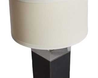 $400 USD      Ralph Lauren Home Collection Black Leather & Chrome Table Lamp JH150-2     This modern table lamp in an on-trend polished nickel and black color will fit any décor in the home or office.

Dimensions: Lamp base - 7x7x18"H / 9.5 - 13.5 adjustable shade holder  / 10"H x 16.5 shade

Local pick up Herndon, VA.  Contact us for shipping suggestions.      https://goodbyhello.com/products/ralph-lauren-home-collection-black-leather-chrome-table-lamp-jh150-2?_pos=1&_sid=675410392&_ss=r