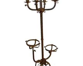 $85 USD      Vintage Plant & Candle Stand CD131-34    Description:  Inspired by travels this 4 light standing candelabra captures the art of entertaining. From the bronze frame, delicately curved arms, to the lower double plant stands, you can create a fabulous atmosphere for elegant dining, wine tasting or an elegant corner to read a book.
Condition: Good condition. Will need to be re-wired to use as a light fixture
Dimensions: 23 x 15 x 36"H
Local pick up Leesburg, VA.  Contact us for shipper suggestions.     https://goodbyhello.com/products/plant-candle-stand-cd131-34?_pos=1&_sid=a8960360b&_ss=r