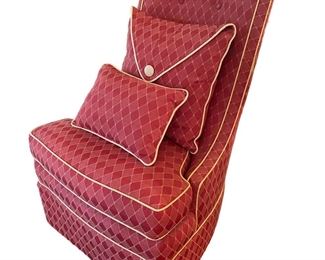 $175 USD     Rose Red Upholstered Accent Chair TM193-14    Red and Regal!  This is a showstopper chair.  Imagine it decorating a corner or a centerpiece in a family room.  The possibilities are endless.

Dimensions: 26 x 26 x 43"H

Fair condition - See pulls on back of chair fabric.

Local pick up Sterling, VA.  Contact us for shipper suggestions.    https://goodbyhello.com/products/rose-red-upholstered-accent-chair-tm193-14?_pos=4&_sid=5dca53abe&_ss=r