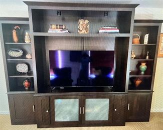 Custom Maple wood with dark finish entertainment unit $ $1,000.