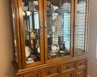 Lit Dining Room Hutch with glass shelving 