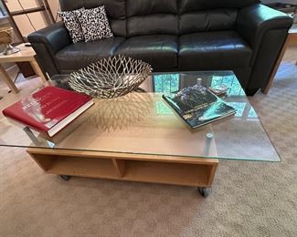 Glass top coffee table