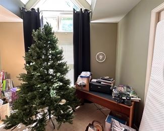 Artificial Christmas tree and office items