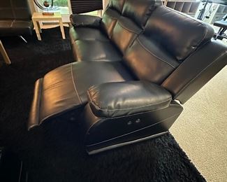NEW CLASSIC LEATHER MEDIA SOFA WITH RECLINERS ON BOTH ENDS