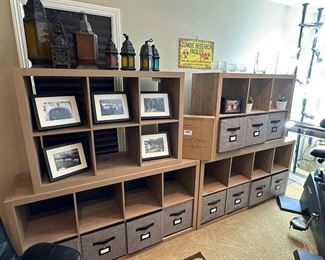 STORAGE CUBE CABINETS, PICTURE FRAMES, DECORATIVE GLASS WARE