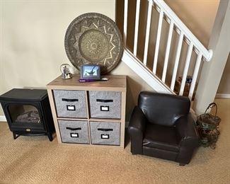 Electric fireplace and children's chair