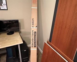 large projector screen still in box