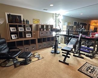 VIEW OF STORAGE UNIT - EXERCISE EQUIPMENT AND FLUORESCENT LIGHTS