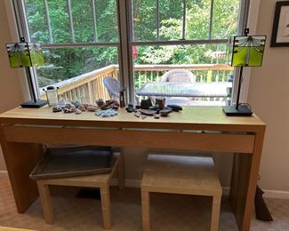 LARGE SOFA OR HALLWAY TABLE- MATCHING LAMPS