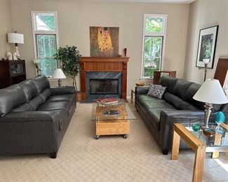 Leather living room furniture and tables