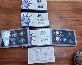 US PROOF MINT SETS. 1999 & 2001, 2002
