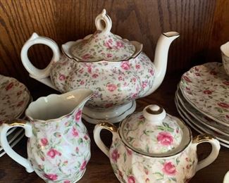 Vintage Lefton tea set with musical tea set