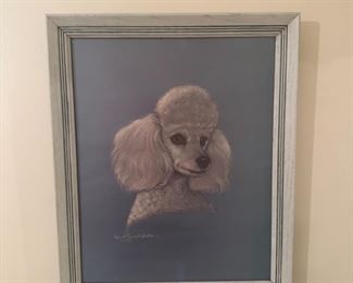 Darling mid century poodle painting 