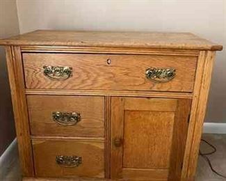 Antique Chest With 2 Drawers And Cabinet