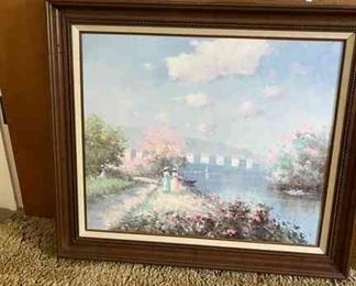 Framed Painting with Women by lakeside