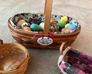 Longaberger Baskets Including Easter With A Collection Of Eggs