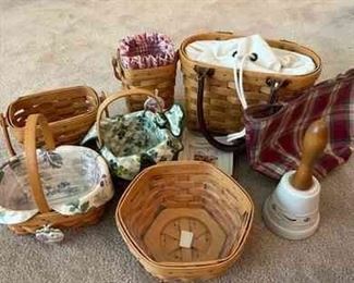 Longaberger baskets including the small purse, Cancer Society and other holidays